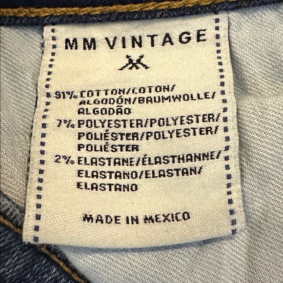 Like NEW MM Vintage Dark Wash Blue Wide Flare Stud Detail leg Distressed Jeans29 - Picture 6 of 14